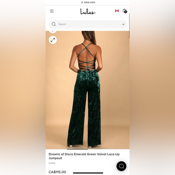 NWT Lulus green velvet jumpsuit - Picture 3 of 6